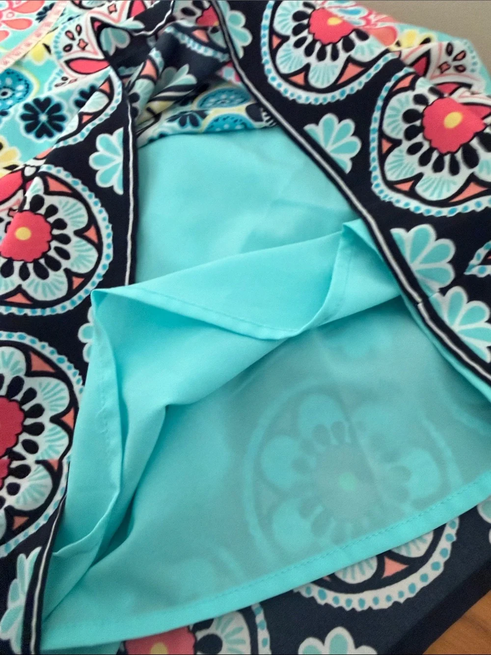 Carter's Aqua Floral Sleeveless Shift Dress with Coral and Navy Accents - Picture 12 of 17